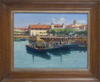  Georges MASSON (1875-1949) 
"Le port de Saint-Jean-de-Luz" 
Huile sur panneau d'isorel,...