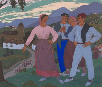 null Ramiro ARRUE (1892-1971)

Dancers in the village

Gouache, signed lower left.

33...