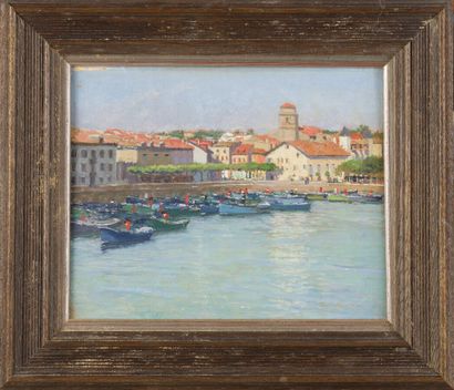  Georges MASSON (1875-1949) 
"Le port de Saint-Jean-de-Luz" 
Huile sur panneau, signé...