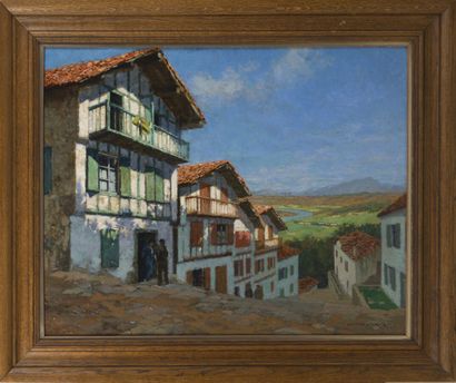  Georges MASSON (1875-1949) 
"Ciboure, la rue de l'Escalier" 
Huile sur panneau,...