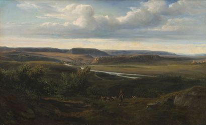 null Edouard Hostein (Pléhédel, Côtes d'Armor, 1804 -Paris, 1889)

Paysage avec berger

Huile...