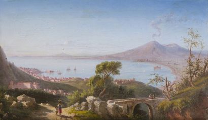 null Ecole italienne du milieu du XIXe siècle

Vue de la baie de Naples avec le Vésuve

Huile...