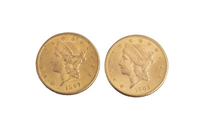 null Etats-Unis : 2 pièces de 20 Dollars Liberty 1897 S et 1903 S. SUP



Non reproduit...