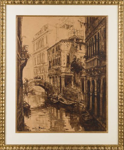 null André MAIRE (Paris, 1898-1984)

Vue d'un canal à Venise

Lavis de sépia. 

Signé...
