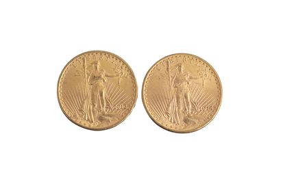 null Etats-Unis : 2 pièces de 20 Dollars Saint Gaudens 1913 D et 1914 D (395500ex....