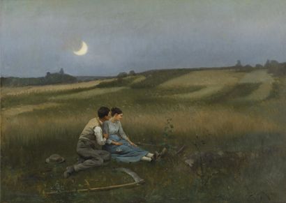null Aimé PERRET (1847-1927)

Les amoureux au clair de lune, 1899

Huile sur toile,...