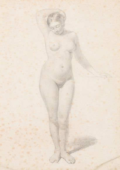 null ÉCOLE FRANCAISE DU XIXème SIÈCLE

Nu féminin en pied

Crayon noir.

28 x 20...