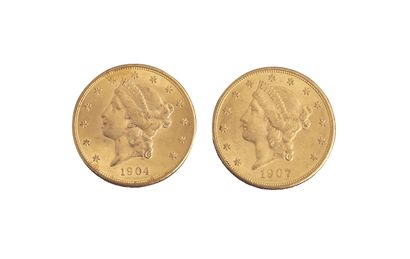 null Etats-Unis : 2 pièces de 20 Dollars Liberty 1904 et 1907. qSUP



Non reproduit...