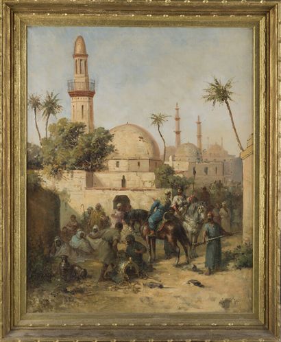 null Giulio FABRI (1812-1865) 

Scène orientaliste animée

Huile sur toile signée...
