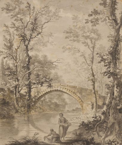 null 18th CENTURY FRENCH ECHOLE

Landscape with bridge

Pen and black ink, grey and...