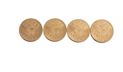 null Etats-Unis : 4 pièces de 10 Dollars Liberty 1881 (2 ex.), 1893, 1894. qSUP et...