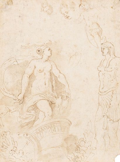 null Attribué à GIROLAMO DA CARPI (Ferrare 1501-1556)

Le Char de Venus, Etude d'antique

Au...