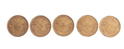 null Suisse : 5 pièces de 20 Francs 1930, 1935, 1947 (3 ex.). SUP à SPL



Non reproduit...