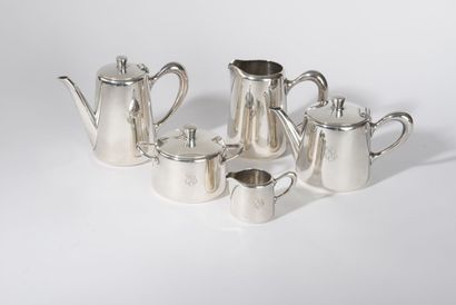 null CHRISTOFLE, SILVER-PLATED METAL TEA-COFFEE SET

five pieces, the plain body...