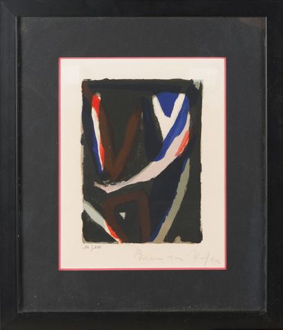 null Bram VAN VELDE (1895-1981)
Composition, 1972
Lithographie en couleurs sur vélin,...