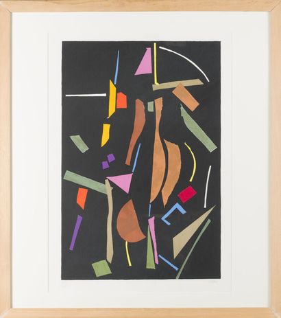 null André LANSKOY (1902-1976)
Composition abstraite sur fond noir
Lithographie en...
