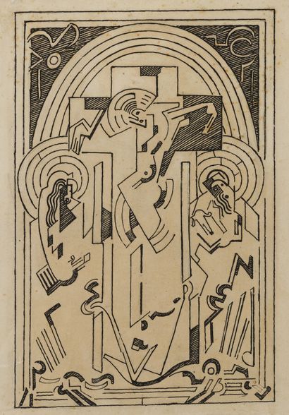null Albert GLEIZES (1881-1953)
Christ en croix
Dessin à la plume sur papier calque,...