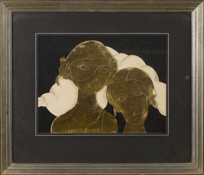 null Marie VASSILIEFF (1884-1957)
France et Pierre Germain
Collage avec papier doré...