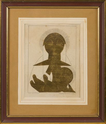 null Marie VASSILIEFF (1884-1957)
Vierge à l'enfant, 1926
Collage, papier doré incisé...