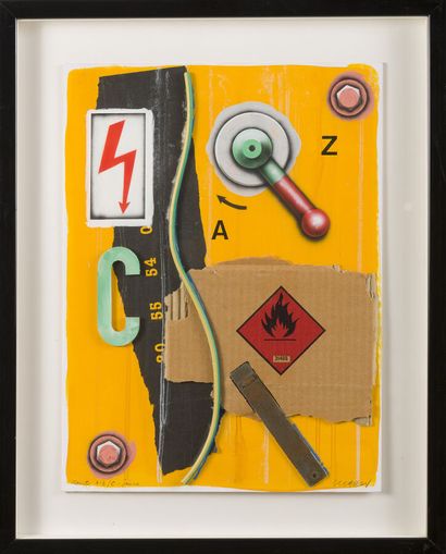 null Peter KLASEN (Né en 1935)
Manette AZC - jaune
Acrylique et collage sur carton,...