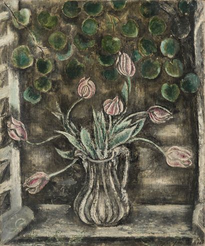 null Sei KOYANAGUI (1896-1948)
Tulipes dans un vase
Huile sur toile, signée en bas...