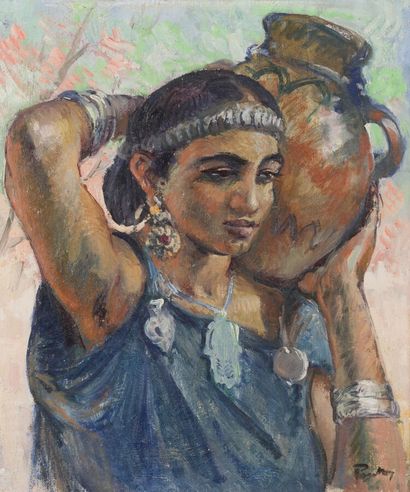null Henri PONTOY (1888-1968)
Marocaine à la jarre
Huile sur toile signée en bas...