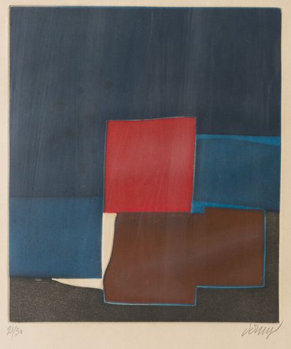 null Bertrand DORNY (1931-2015)
Abstract composition
Etching in colors, signed in...