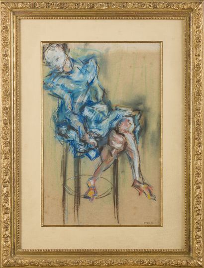 null Attributed to René MORERE (1907-1942)
Seated figure
Pastel on paper, annotated...