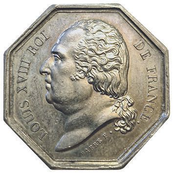 null Louis XVIII. General Insurance Company of Paris. 1818. Silver token. Gailh.113...