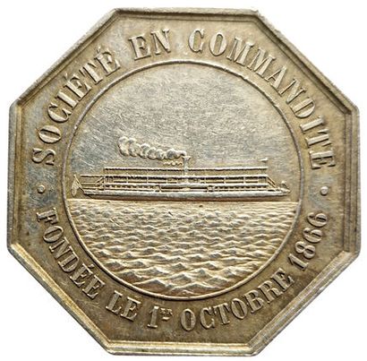 null Silver token. Steamboats. Swallows of Bordeaux. Steamers de la Garonne. Limited...