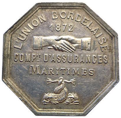 null Silver token. Maritime Insurance L'Union Bordelaise. 1872. Card 1267 (Bee)....
