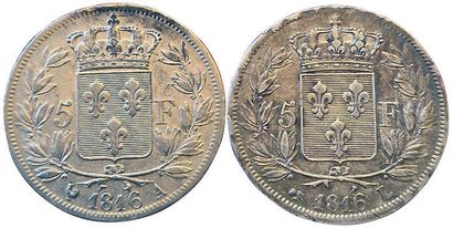 null Louis XVIII. 2 monnaies : 5 Francs 1816 A et 1816 L. TTB