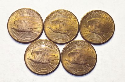 null USA. 5 pieces of 20 Dollars Saint-Gaudens. Various dates. SUP

For security...