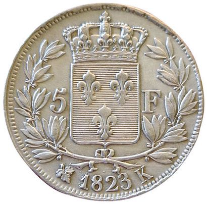 null Louis XVIII. 5 Francs 1823 K. Bordeaux. Gad.614. TTB+