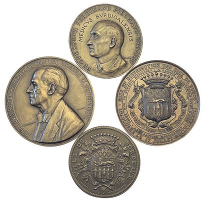 null Lot of 4 bronze medals: Put in distribution of waters of Budos 1887 (SUP, 66mm),...