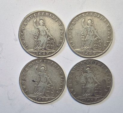 null Louis XIV. 4 silver tokens: Normandy. Rouen. 1687 (F.A 6193). TB+.