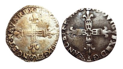null Louis XIII. Lot of 2 quarter shields of Navarre 1616 M and Bearn 161 (?). T...