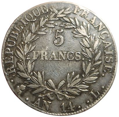 null 1er Empire. 5 Francs An 14 L. Bayonne. Gad.580. 14961 ex. TB