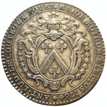 null Rouen. Antoine-Louis Le Couteulx. Mayor. 1764. Silver token. F.A 6218. Rare....