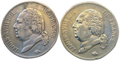 null Louis XVIII. 2 monnaies : 5 Francs 1816 M et 1817 A. qTTB