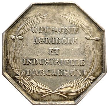 null Jeton argent. Compagnie Agricole et Industrielle d'Arcachon (33). N.D. Carde...