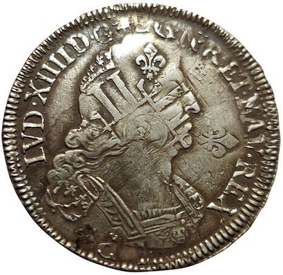 null Louis XIV. Ecu with Palms. Date illegible.G. Poitiers. Reformation on a 8 L...