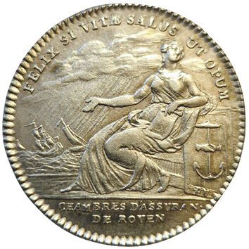 null Louis XVI. Rouen. Chambers of Insurance. N.D. Silver token. F.A 6318 var. bust....