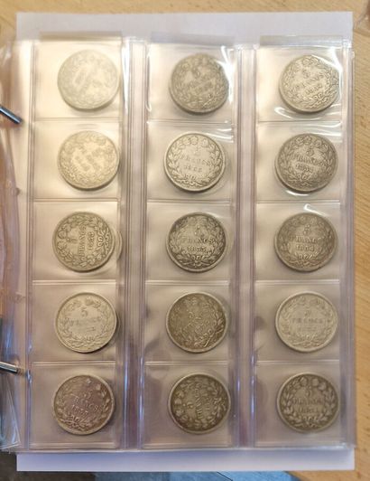 null Louis-Philippe. Collection of 94 coins of 5 Francs. All different in dates and...