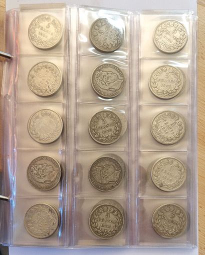 null Louis-Philippe. Collection of 94 coins of 5 Francs. All different in dates and...