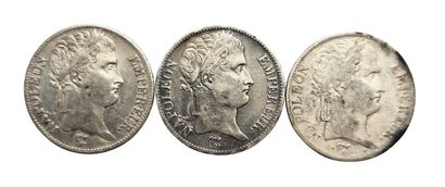 null 1st Empire. 3 coins : 5 Francs 1813 A, 1813 M, 1813 MA. TB+ and TTB