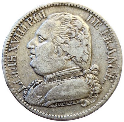null Louis XVIII. 5 Francs with dressed bust 1814 W. Lille. Gad.591. 104480 copi...