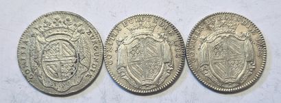 null 3 silver tokens : Bourgogne Vicomte de Sassenay 1782 ( F.A 9920, 2 ex.), Majorité...