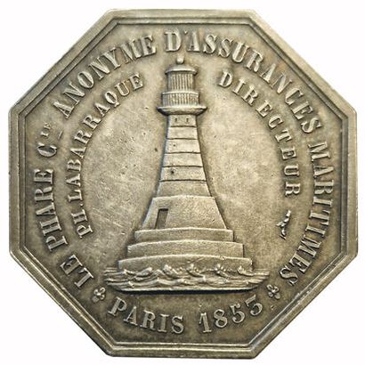 null Assurances Maritimes. Le phare. Paris. 1853. Jeton argent. . Gailh.642 (Main)....