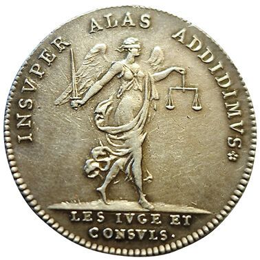 null Louis XV. Les Juges et Consuls. N.D. Jeton argent. F.A 4769. Buste rare !! ...